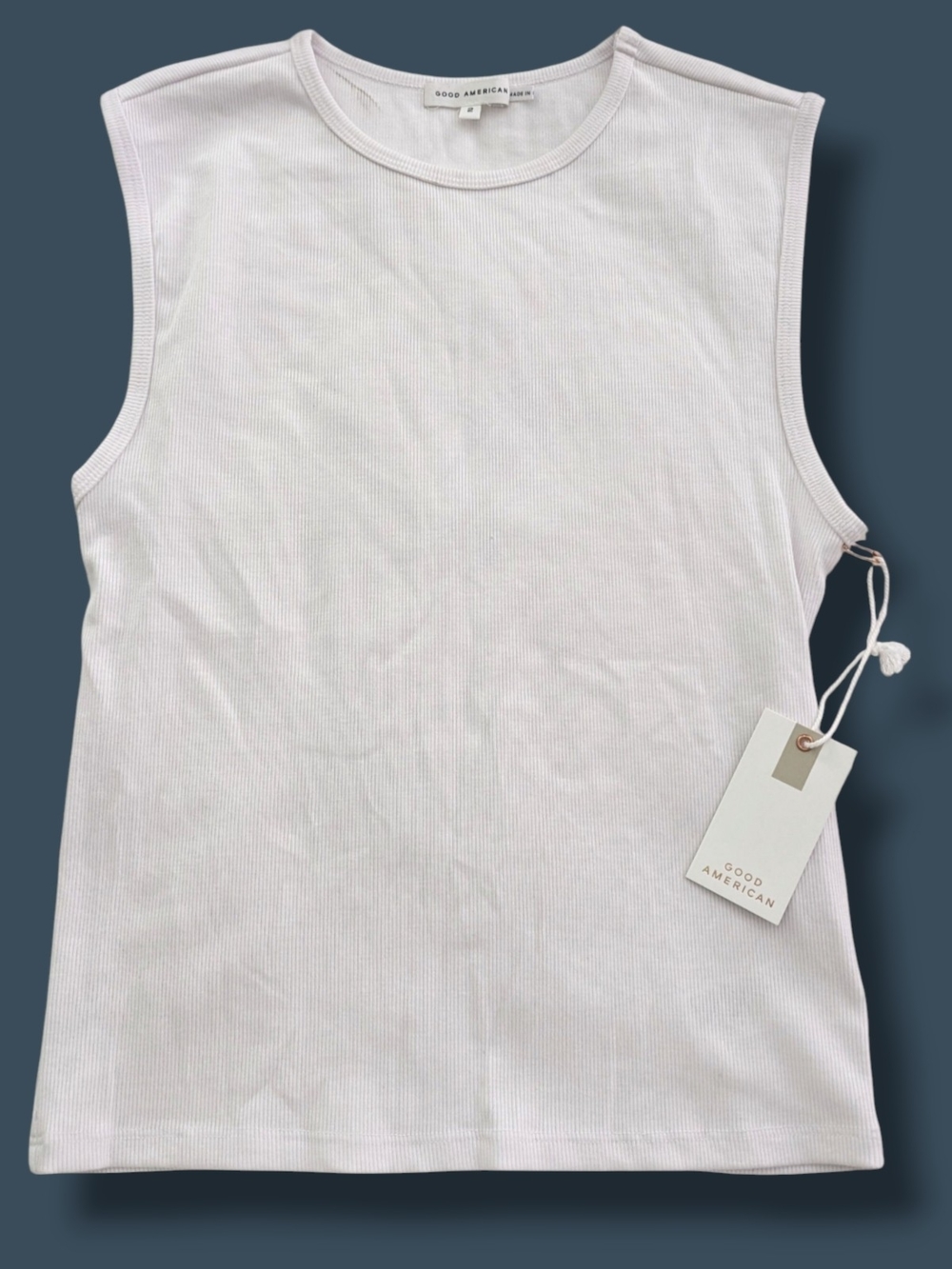 NWT Good American White Ribbed Tank Top, Size 2